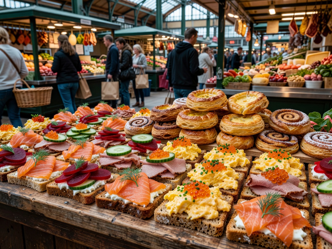 Fresh artisan smorrebrod and bakery in Torvehallerne Copenhagen