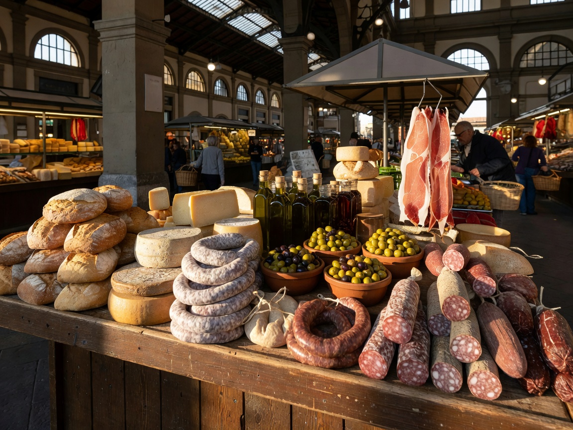 Mercato Centrale in Florence with artisan Tuscan foods